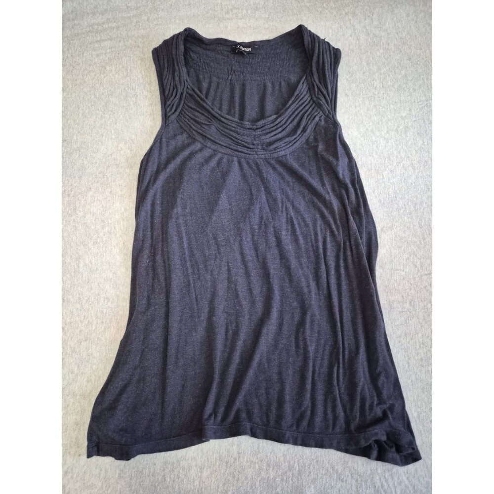 Size M Women's Max Edition Heather Navy Sleeveless Pleated Cowl Neck Blouse Top